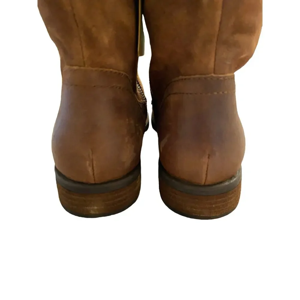Born Britton Over the Knee Leather Suede Boots Rust Distressed Size 8M